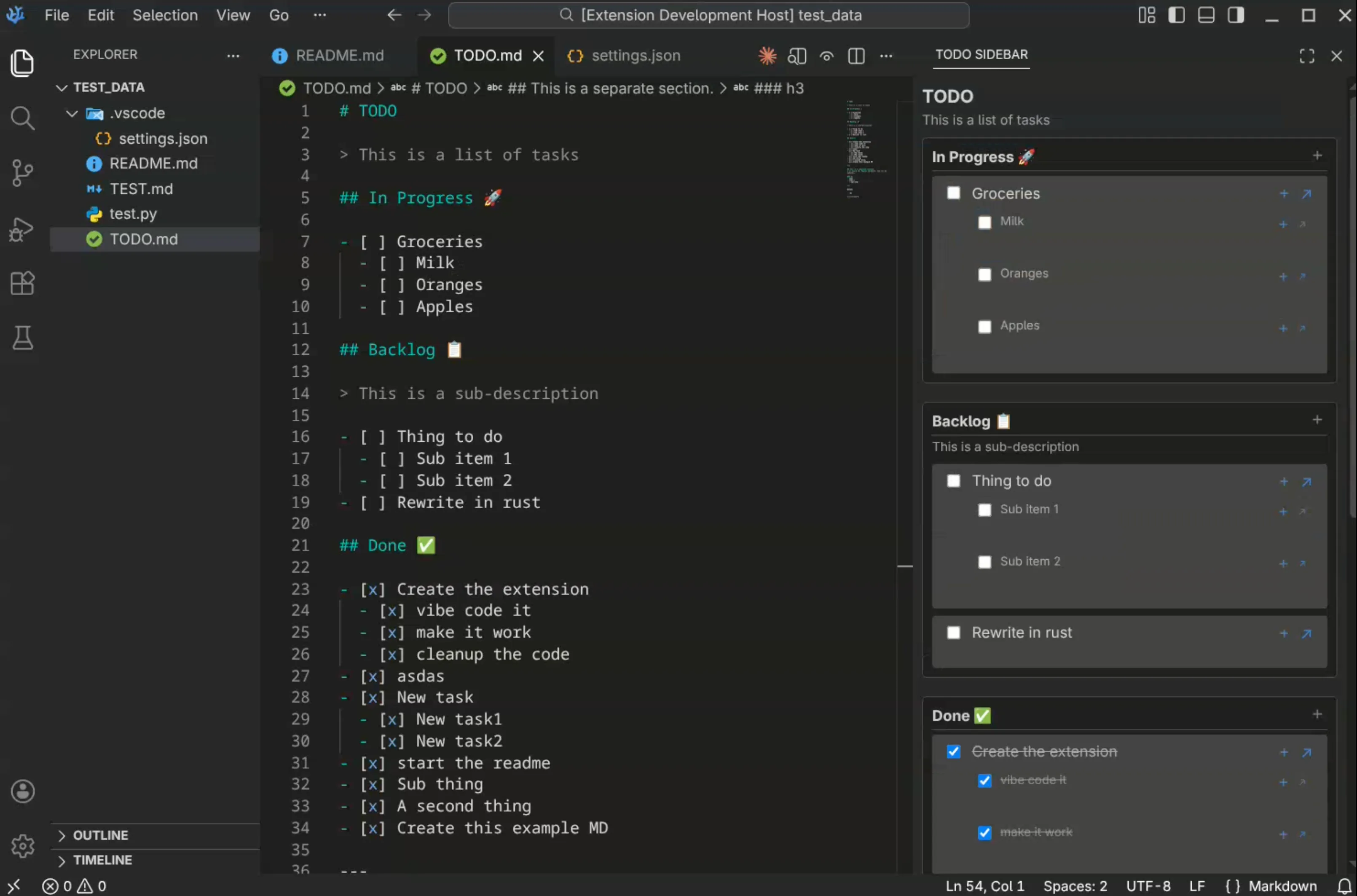screenshot of the extension