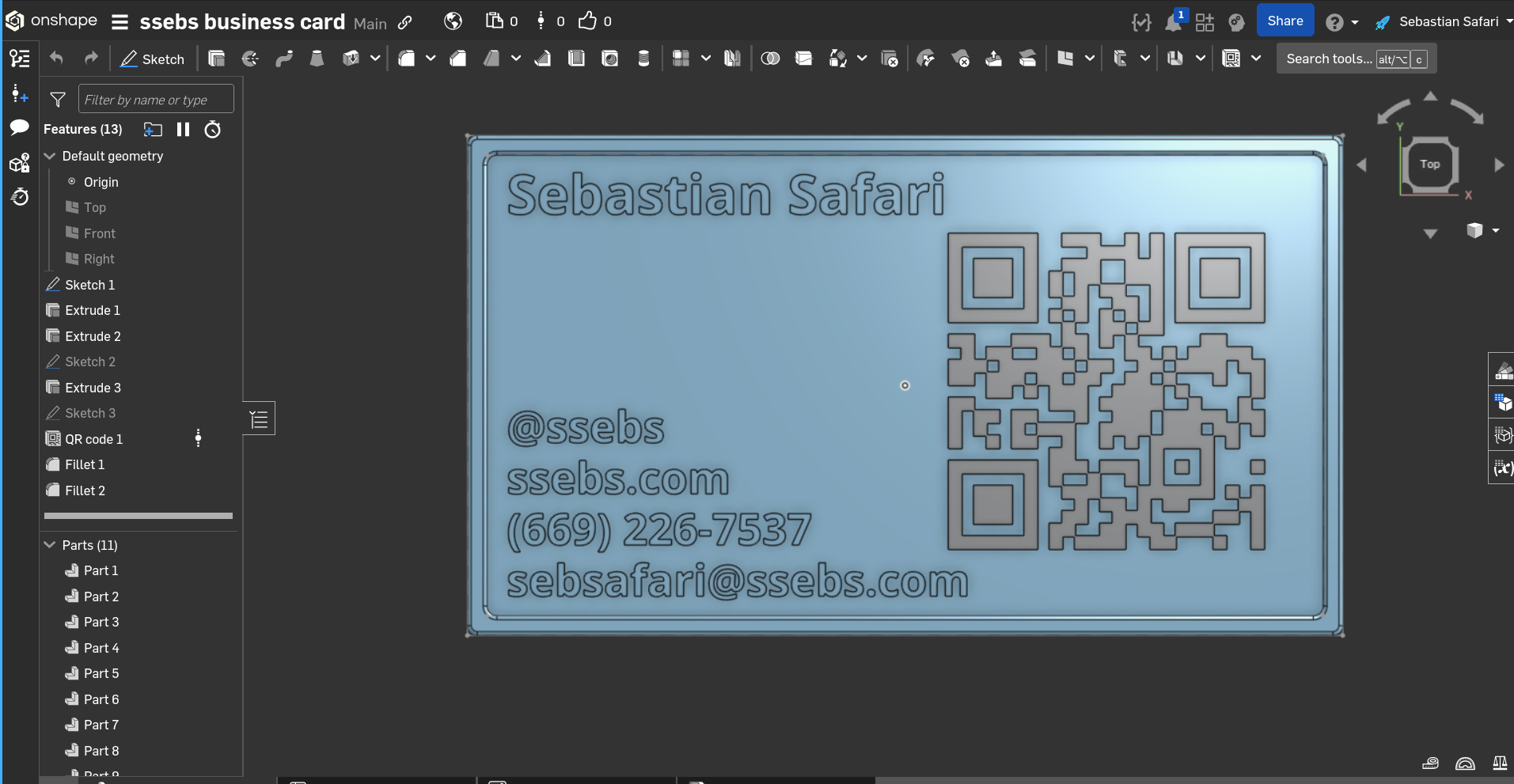 cad screenshot of business card